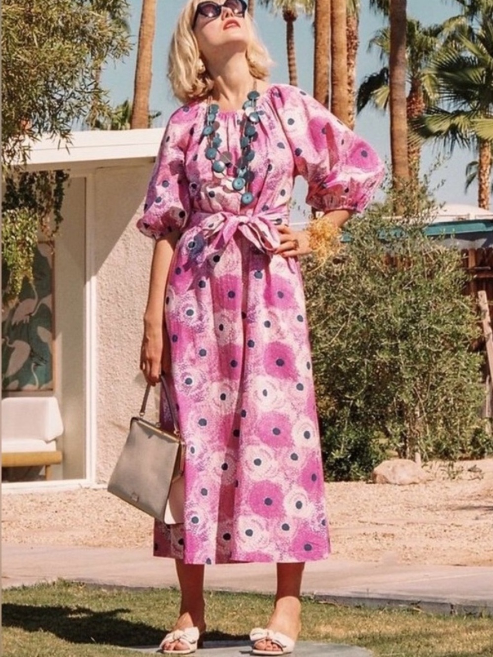 Frances Valentine Pink Floral Bliss Maxi Dress Barberton Daisy Sz S